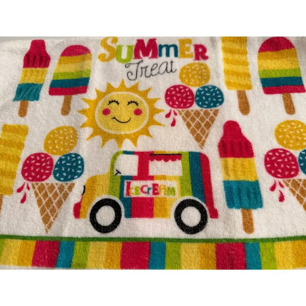 Serafina Home Summer Pineapple Ice Cream Kitchen Towel Set of 3 NWOT